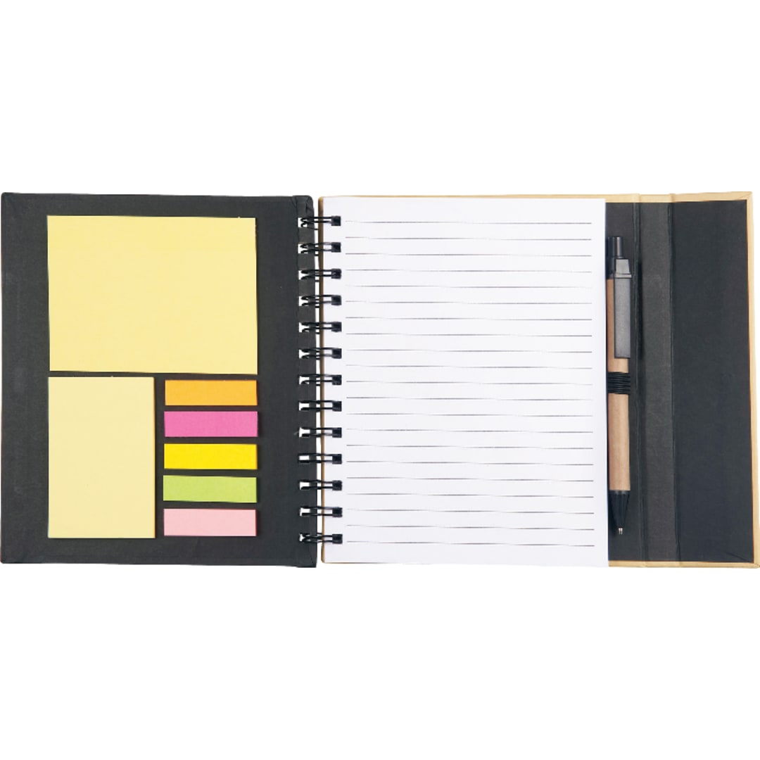 6.5" x 7" Lock-it Spiral Notebook w/Pen - SM-3647 Black