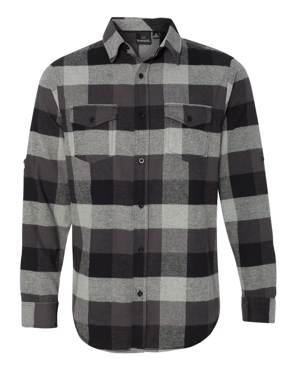Burnside Men's Yarn-Dyed Flannel Shirt - 8210 Black- Grey