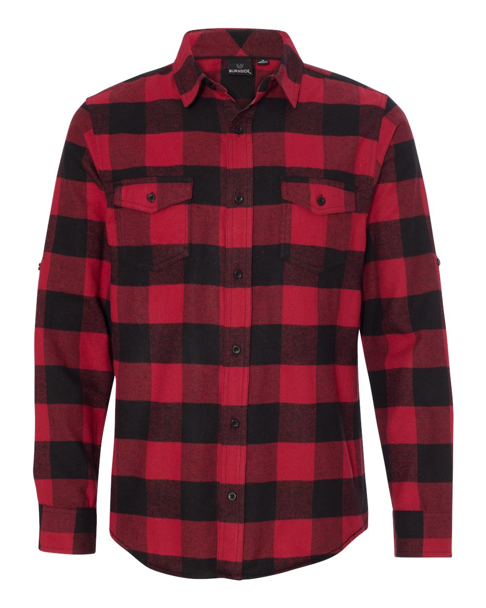 Burnside Men's Yarn-Dyed Flannel Shirt - 8210 Red- Black Buffalo