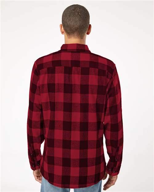 Burnside Men's Yarn-Dyed Flannel Shirt - 8210 Red- Black Buffalo