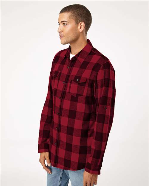 Burnside Men's Yarn-Dyed Flannel Shirt - 8210 Red- Black Buffalo