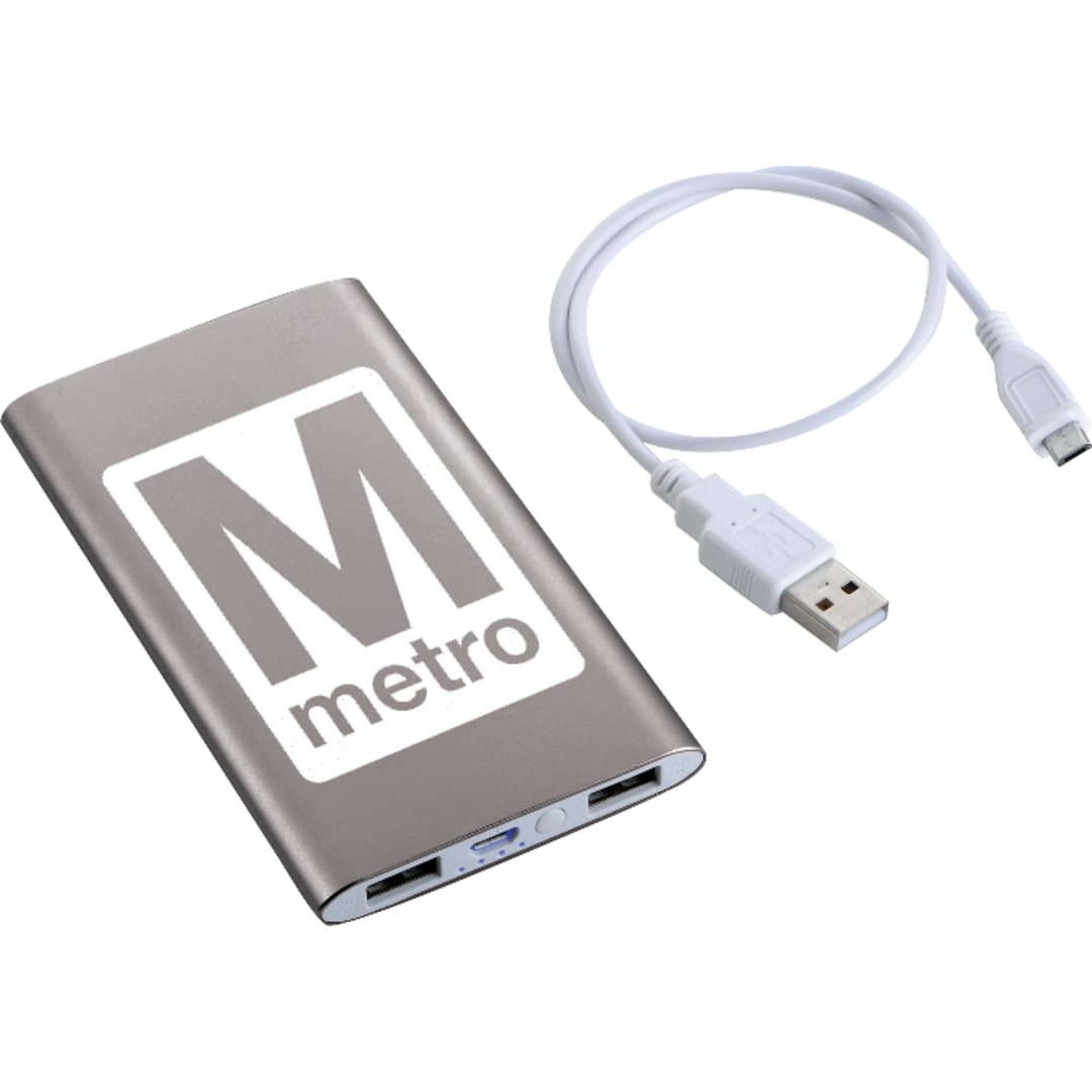 Sleek Aluminum 4000 mAh Power Bank - SM-3923 Gray