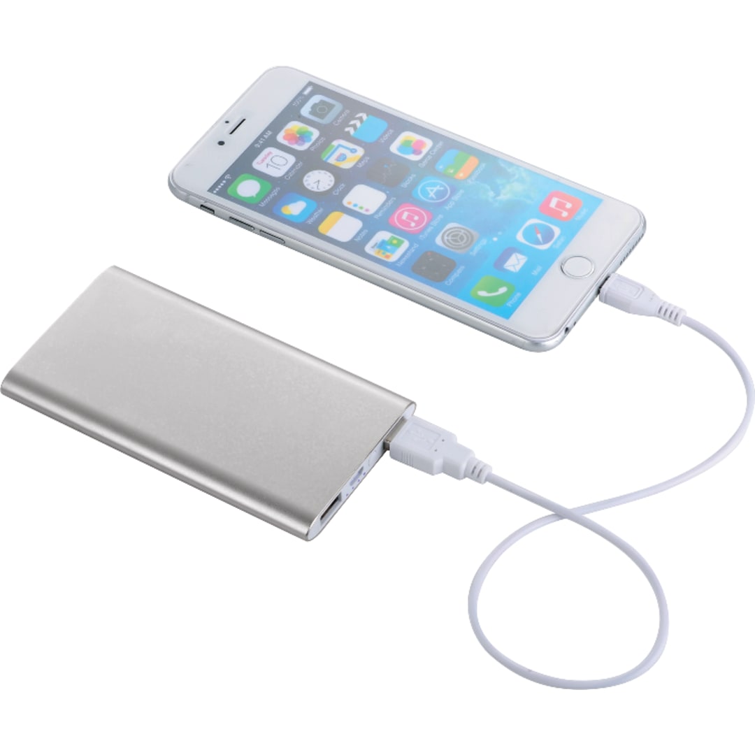 Sleek Aluminum 4000 mAh Power Bank - SM-3923 Silver