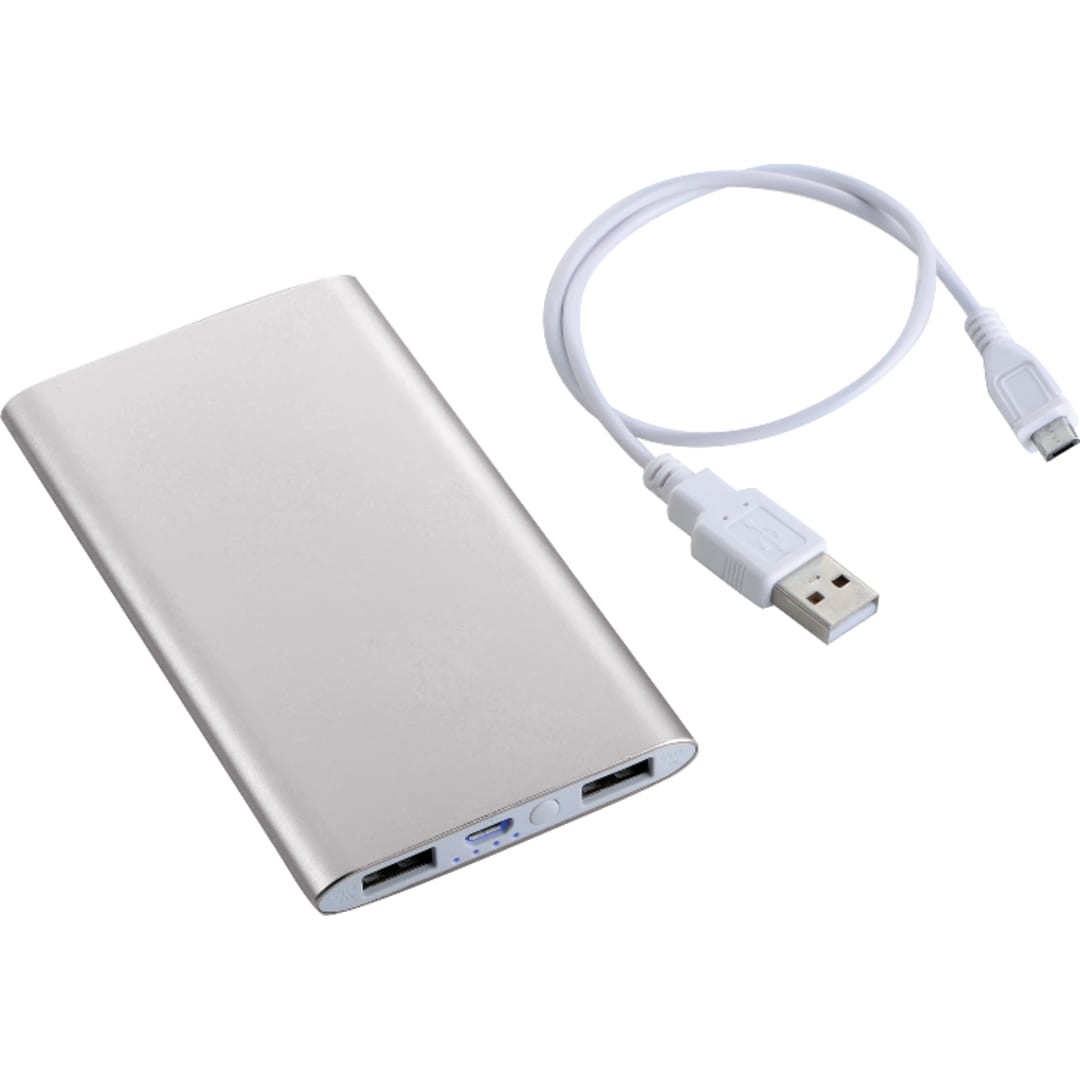 Sleek Aluminum 4000 mAh Power Bank - SM-3923 Silver
