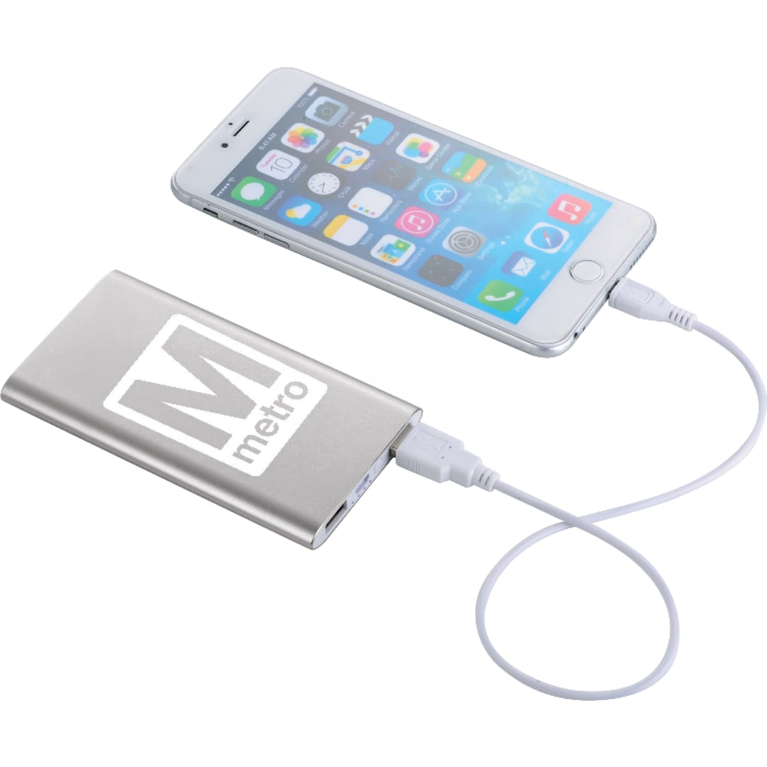 Sleek Aluminum 4000 mAh Power Bank - SM-3923 Silver