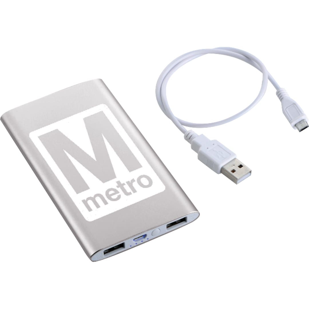 Sleek Aluminum 4000 mAh Power Bank - SM-3923 Silver