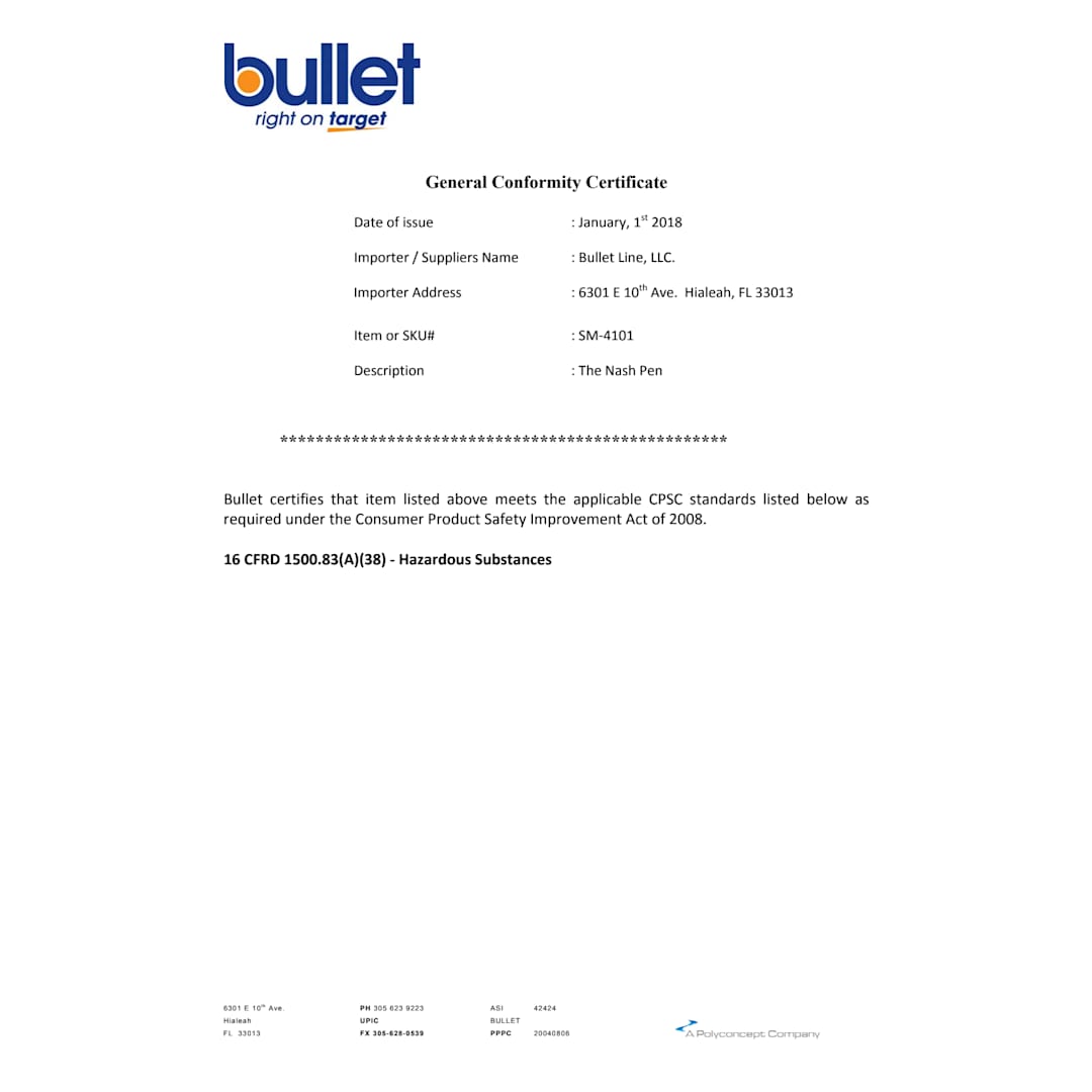 Bullet Nash Ballpoint Pen - SM-4101 Black