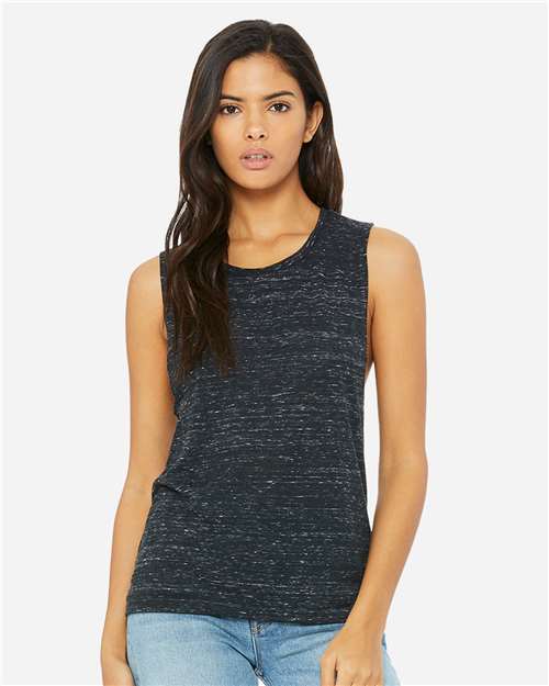 BELLA + CANVAS Women's Flowy Scoop Muscle Tank - 8803 Black Marble