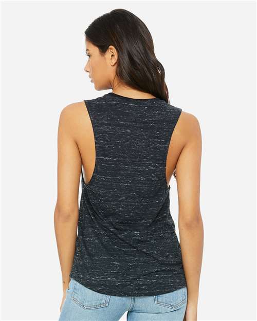BELLA + CANVAS Women's Flowy Scoop Muscle Tank - 8803 Black Marble