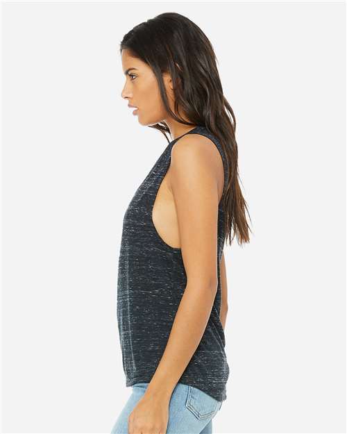 BELLA + CANVAS Women's Flowy Scoop Muscle Tank - 8803 Black Marble