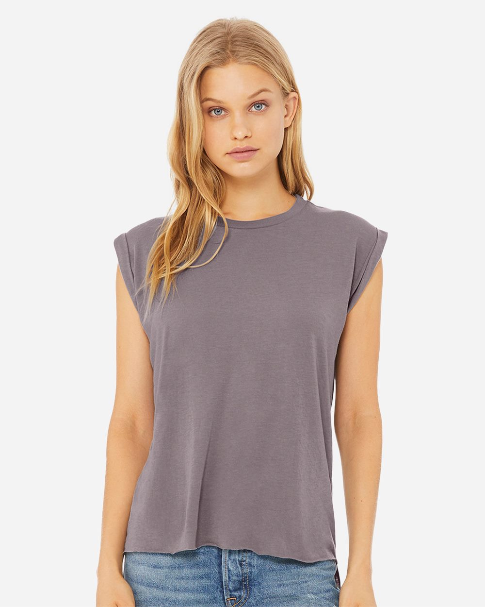BELLA + CANVAS Women’s Flowy Rolled Cuffs Muscle Tee - 8804