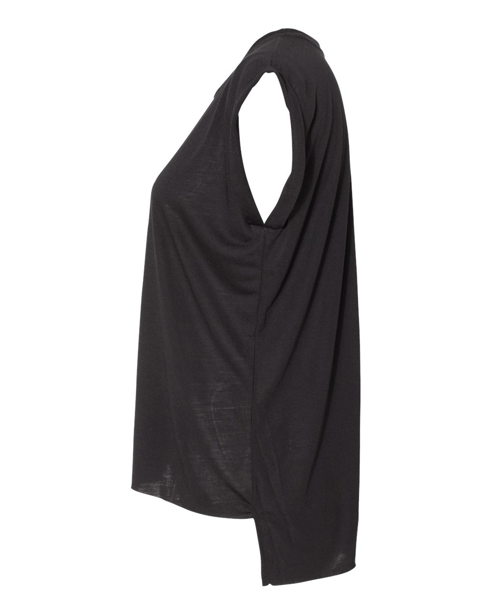 BELLA + CANVAS Women’s Flowy Rolled Cuffs Muscle Tee - 8804 Black