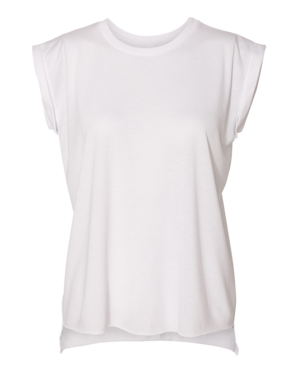 BELLA + CANVAS Women’s Flowy Rolled Cuffs Muscle Tee - 8804 White