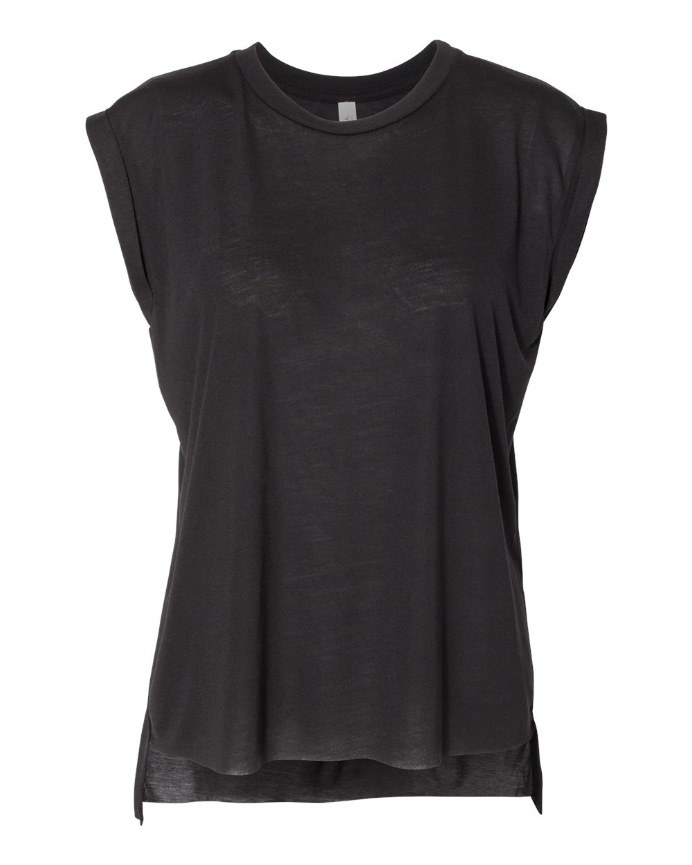 BELLA + CANVAS Women’s Flowy Rolled Cuffs Muscle Tee - 8804 Black