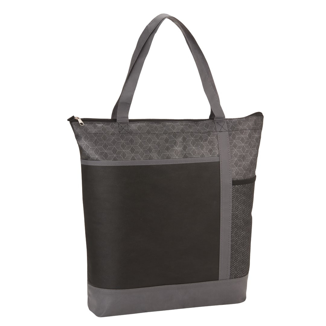 Chrome Non-Woven Zipper Convention Tote - SM-5750 Black