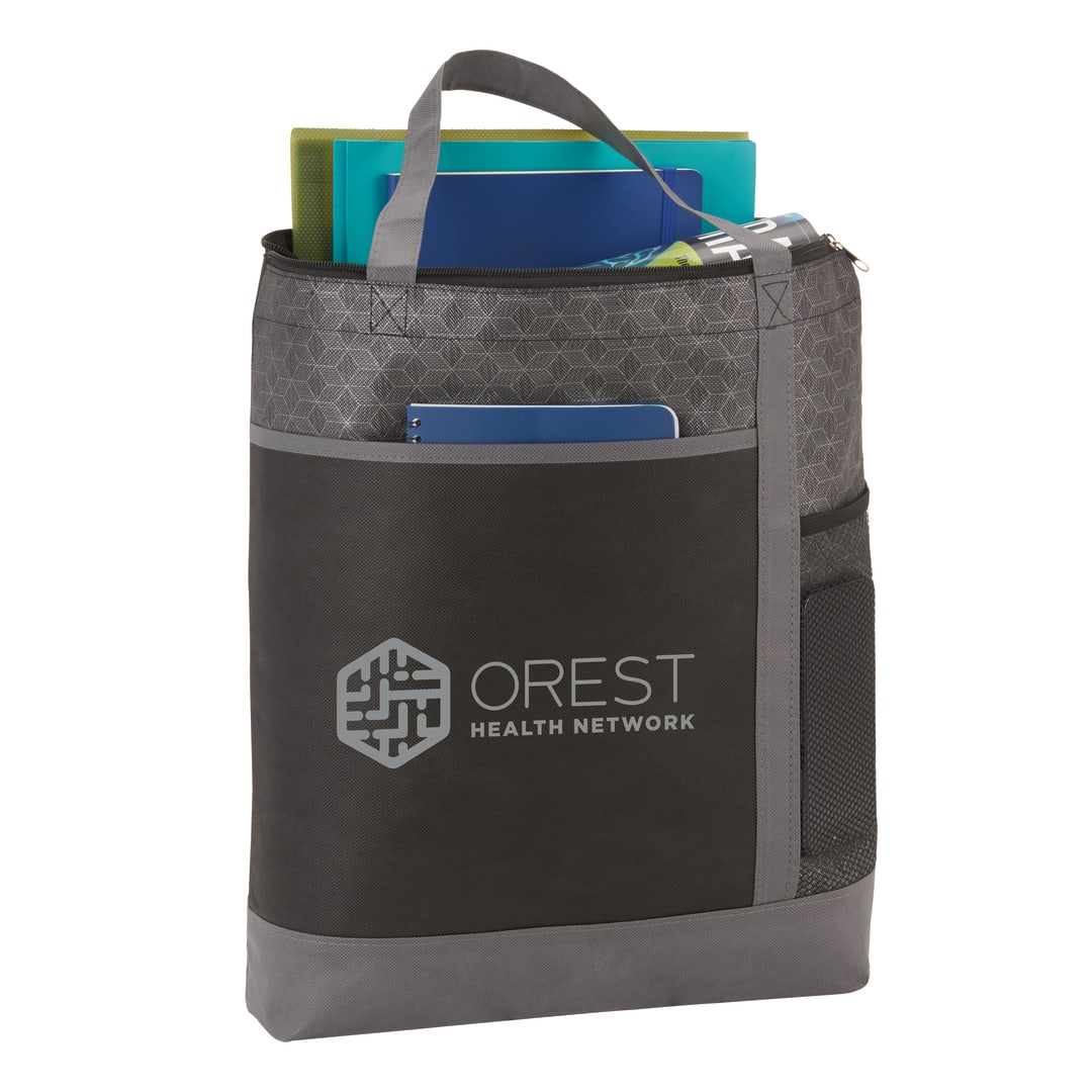 Chrome Non-Woven Zipper Convention Tote - SM-5750 Black