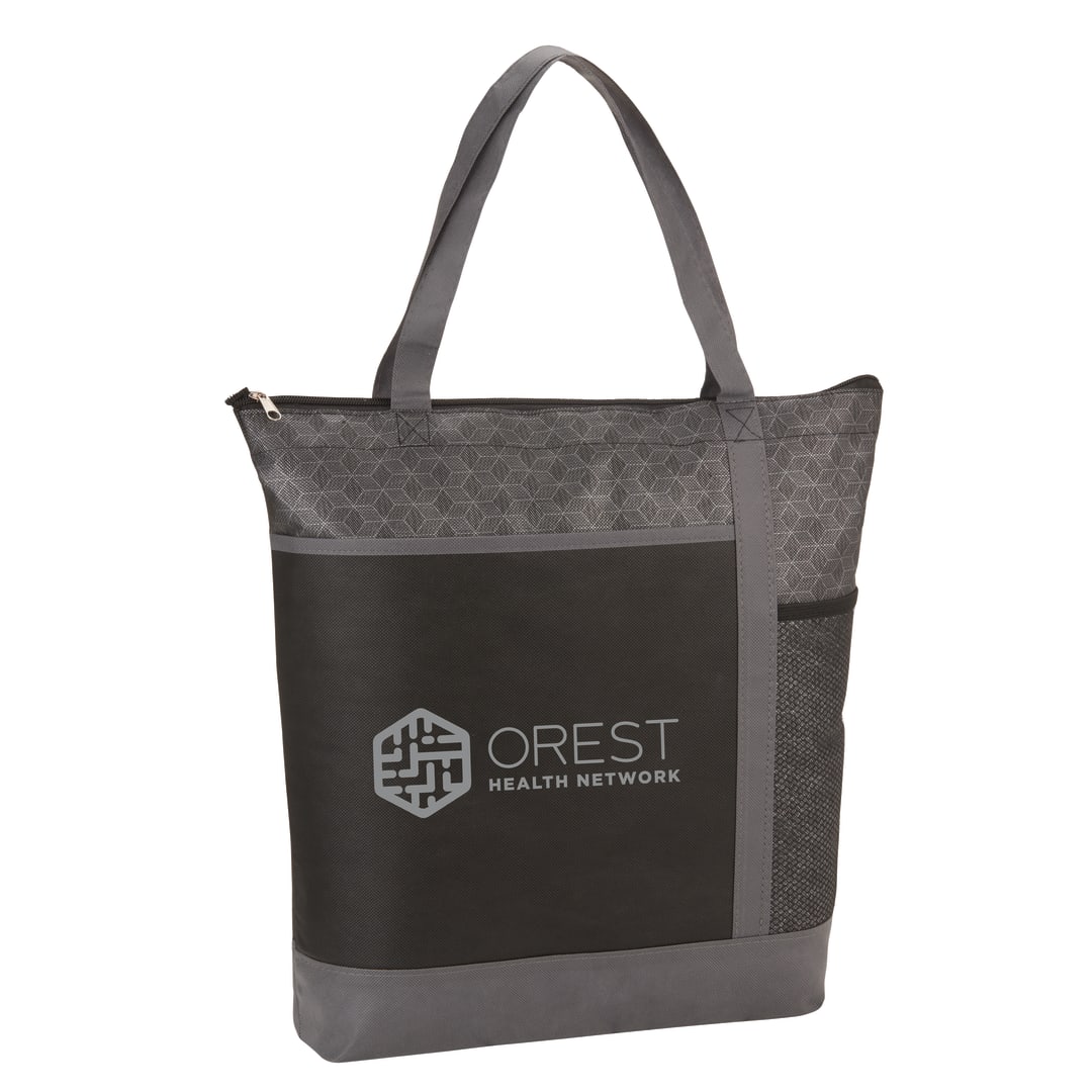 Chrome Non-Woven Zipper Convention Tote - SM-5750 Black