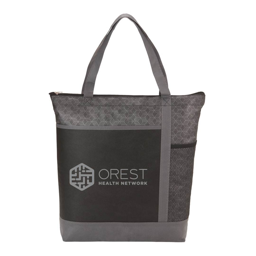 Chrome Non-Woven Zipper Convention Tote - SM-5750 Black