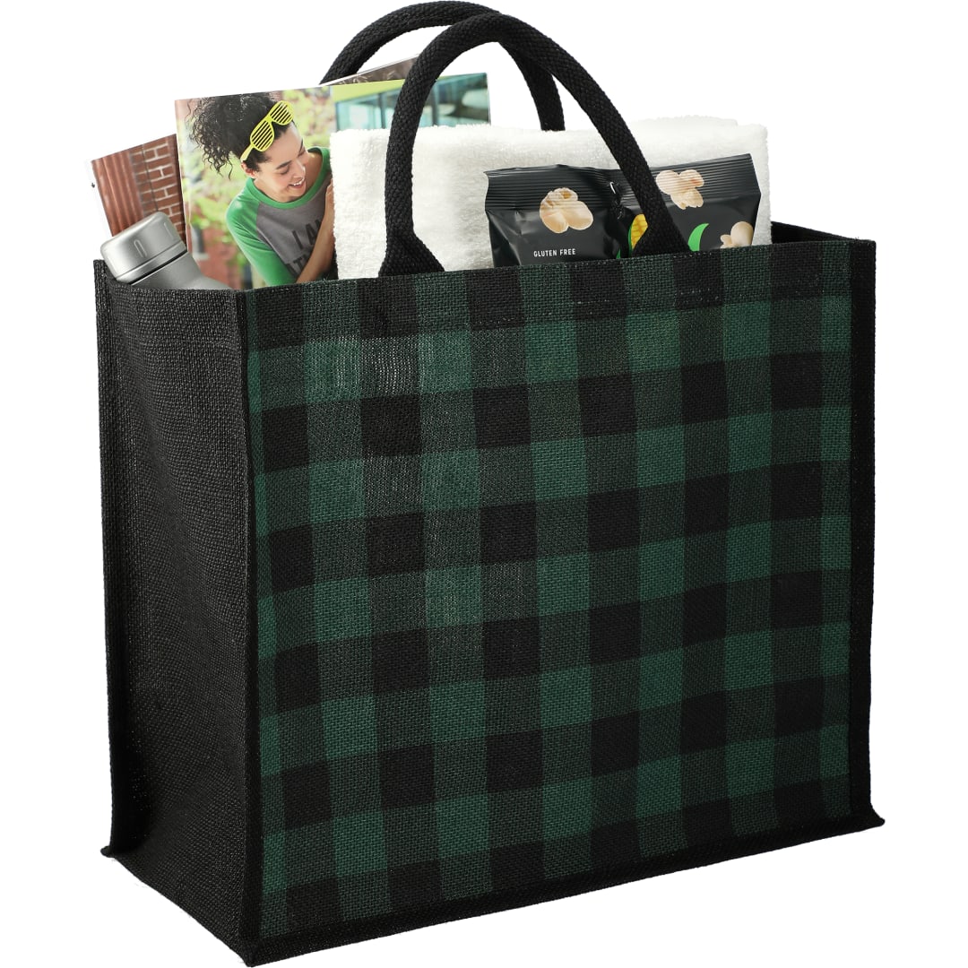 The Goods Buffalo Plaid Printed Jute Tote - SM-5767