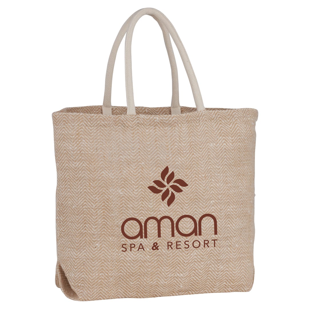 Herringbone Jute Tote - SM-5823 Natural