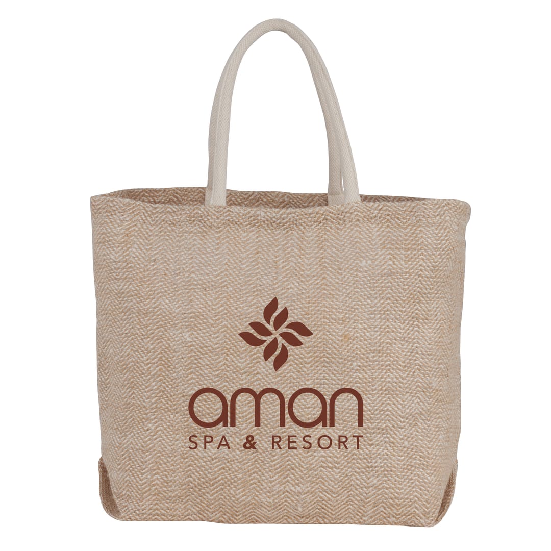 Herringbone Jute Tote - SM-5823 Natural