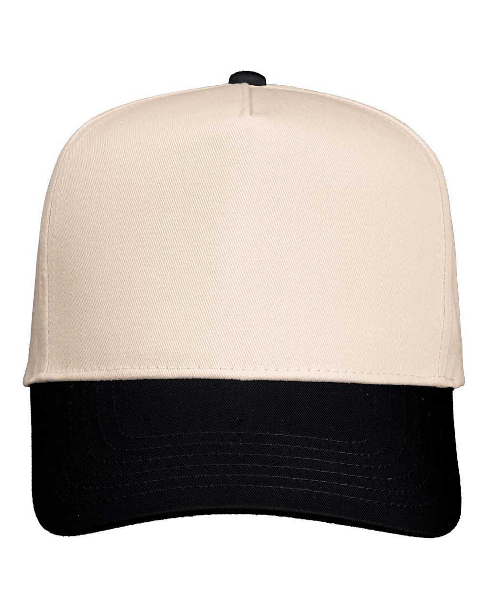 Valucap Five-Panel Twill Cap - 8869 Natural- Black