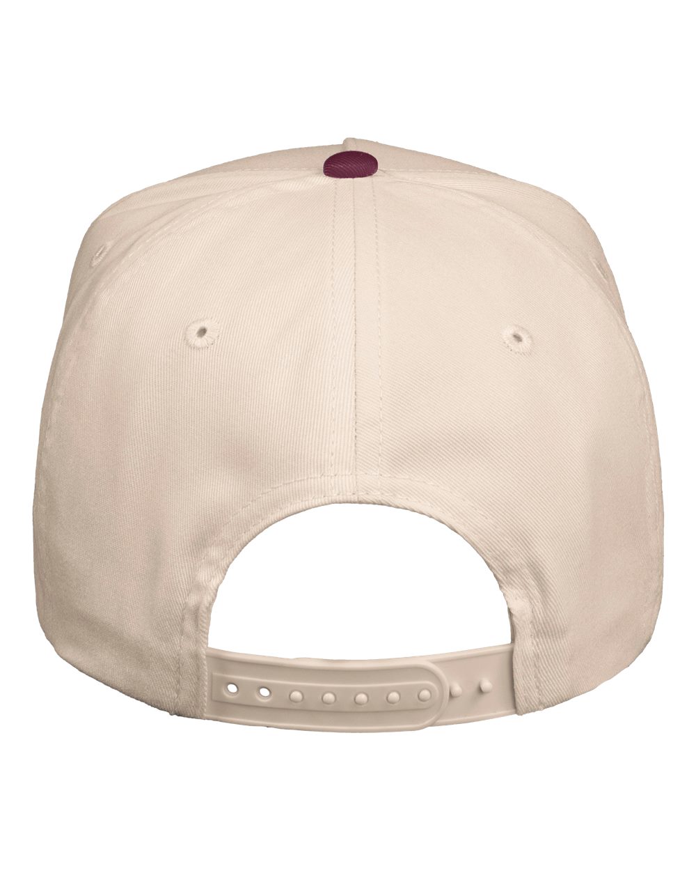 Valucap Five-Panel Twill Cap - 8869 Natural- Maroon