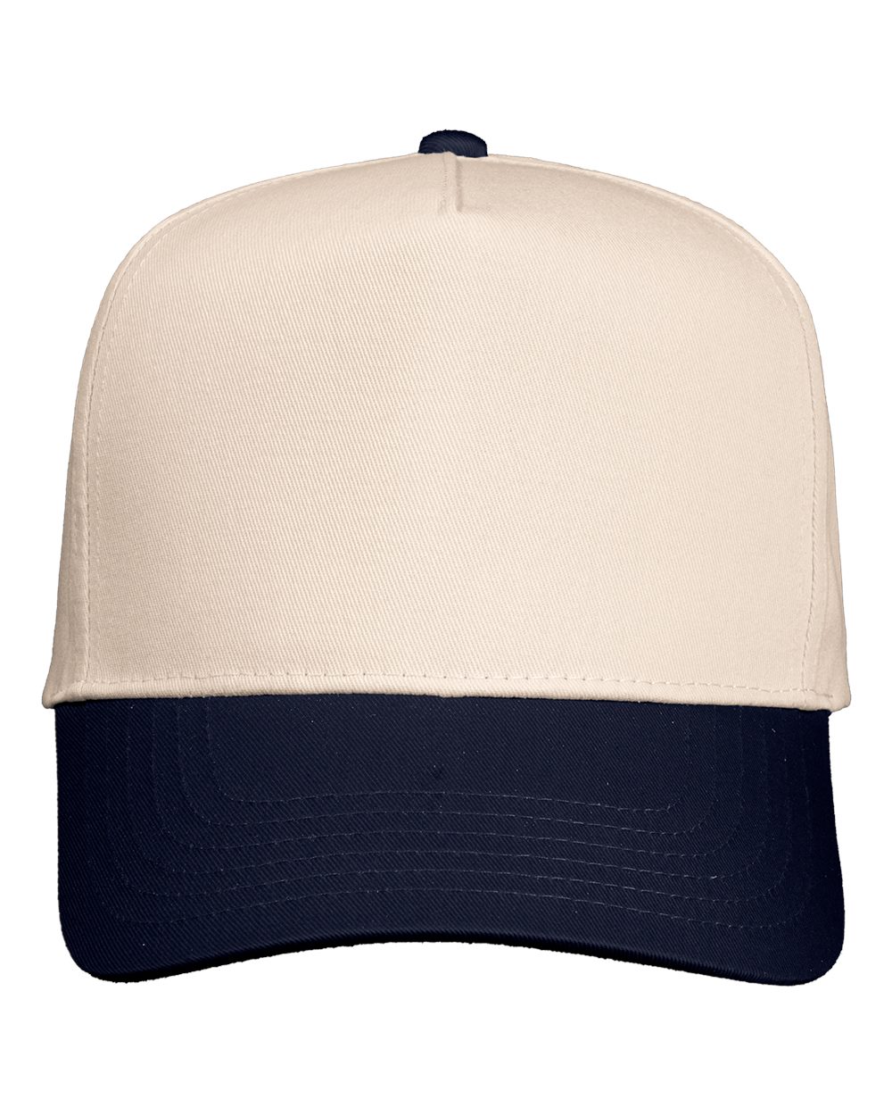 Valucap Five-Panel Twill Cap - 8869 Natural- Navy