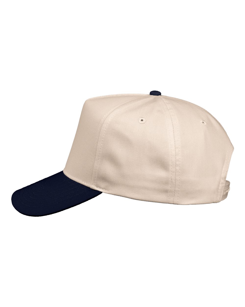 Valucap Five-Panel Twill Cap - 8869 Natural- Navy