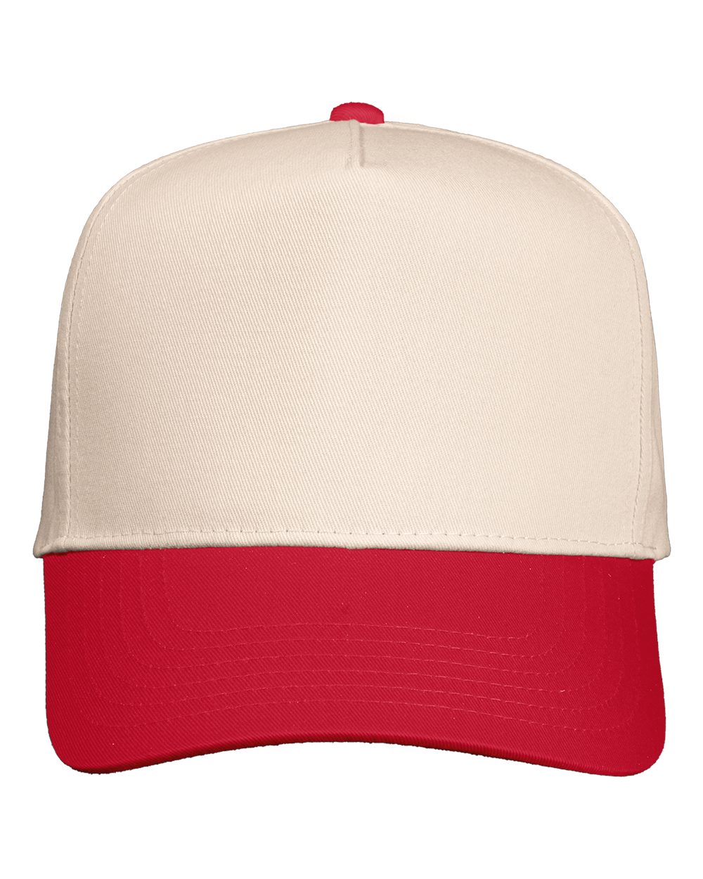 Valucap Five-Panel Twill Cap - 8869 Natural- Red