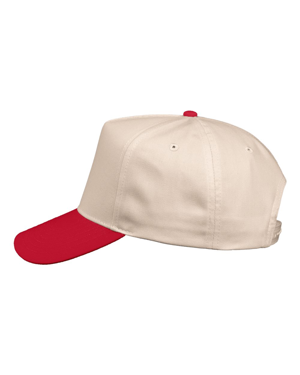Valucap Five-Panel Twill Cap - 8869 Natural- Red