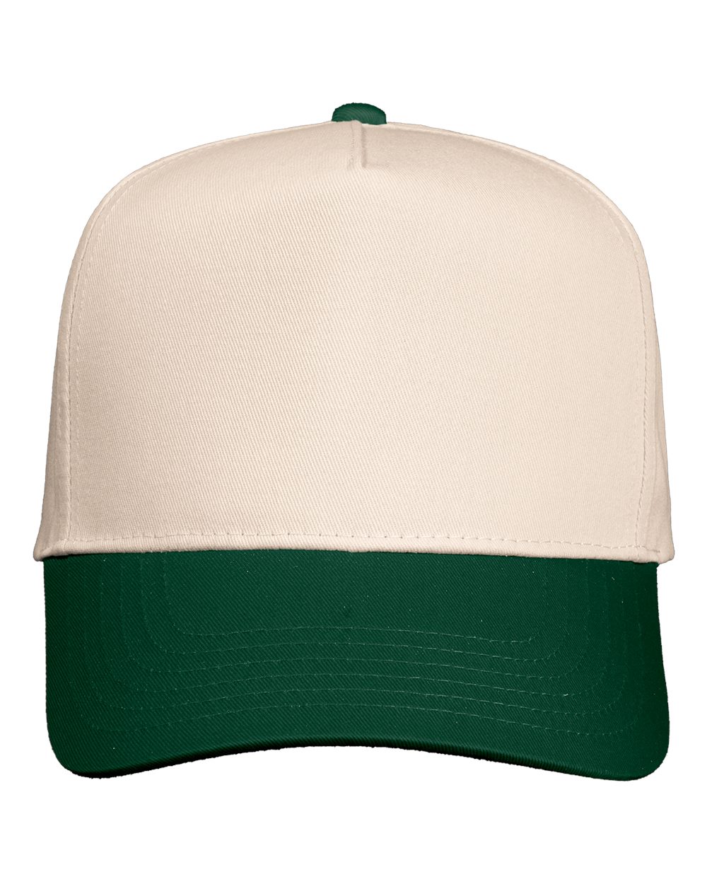Valucap Five-Panel Twill Cap - 8869 Natural- Forest Green
