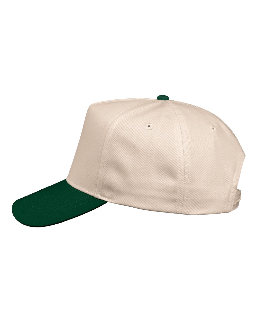 Valucap Five-Panel Twill Cap - 8869 Natural- Forest Green