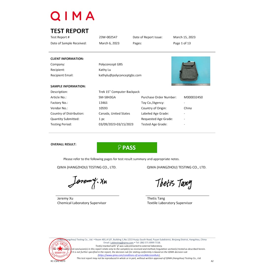 Trek 15" Computer Backpack - SM-5843 Gray