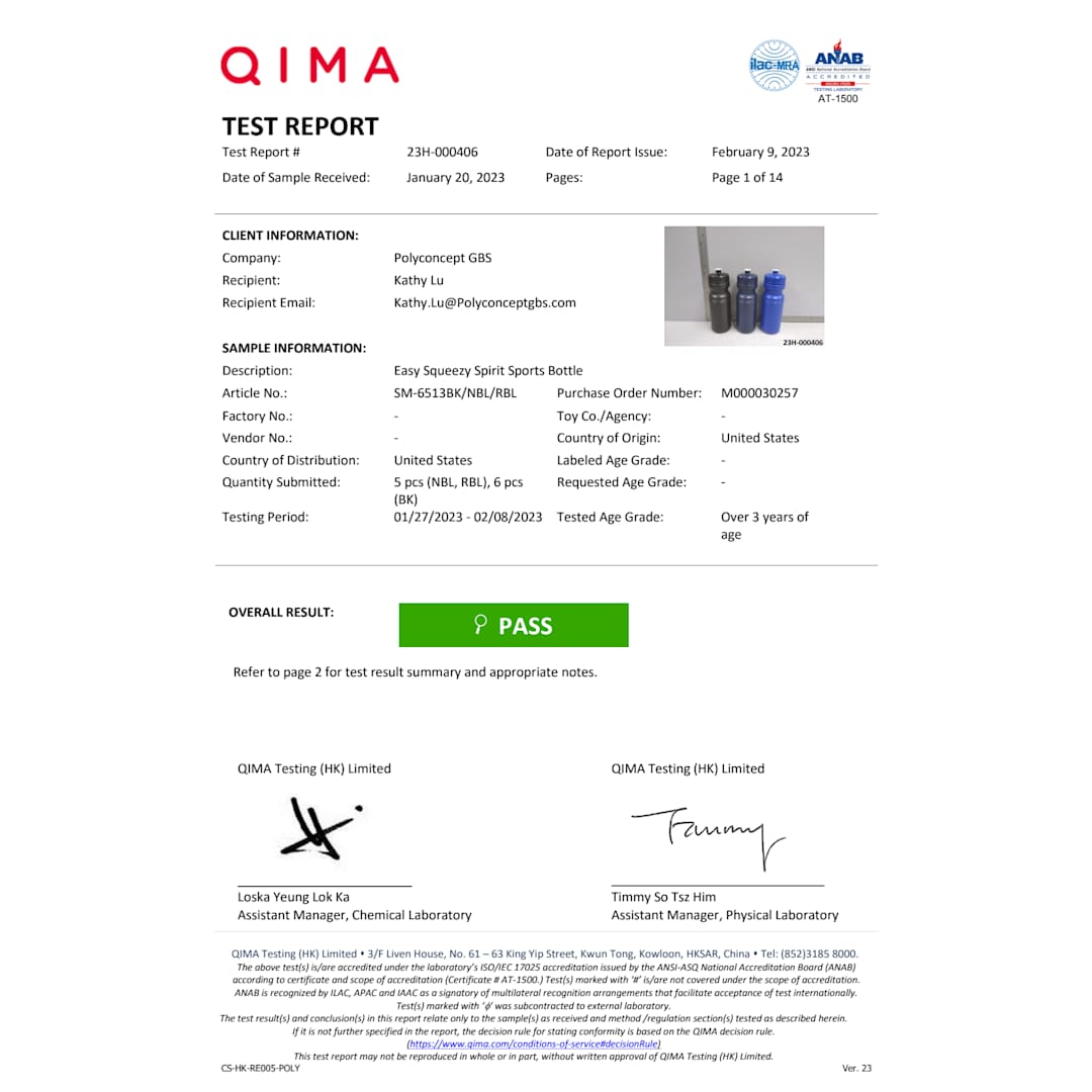 Easy Squeezy Spirit 24oz Sports Bottle - SM-6513 Black