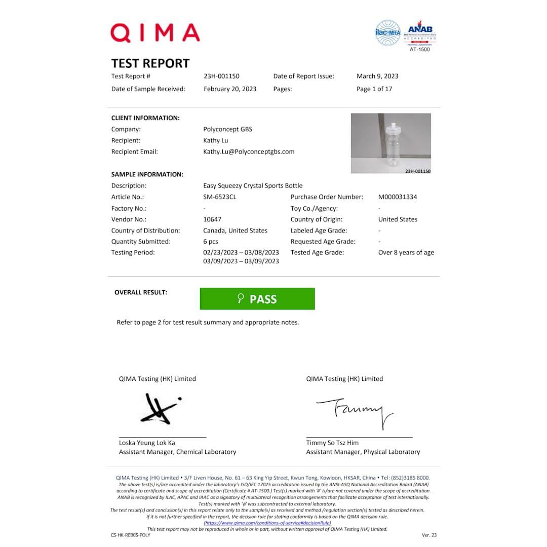 Easy Squeezy Crystal 24oz Sports Bottle - SM-6523 Clear