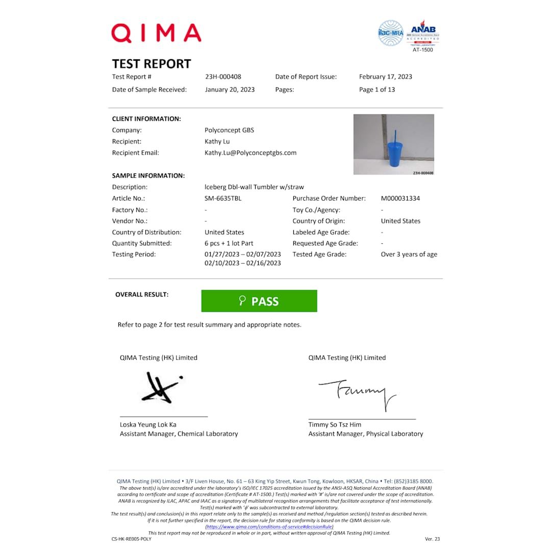 Iceberg 16oz Double-Wall Tumbler w/Straw - SM-6635 