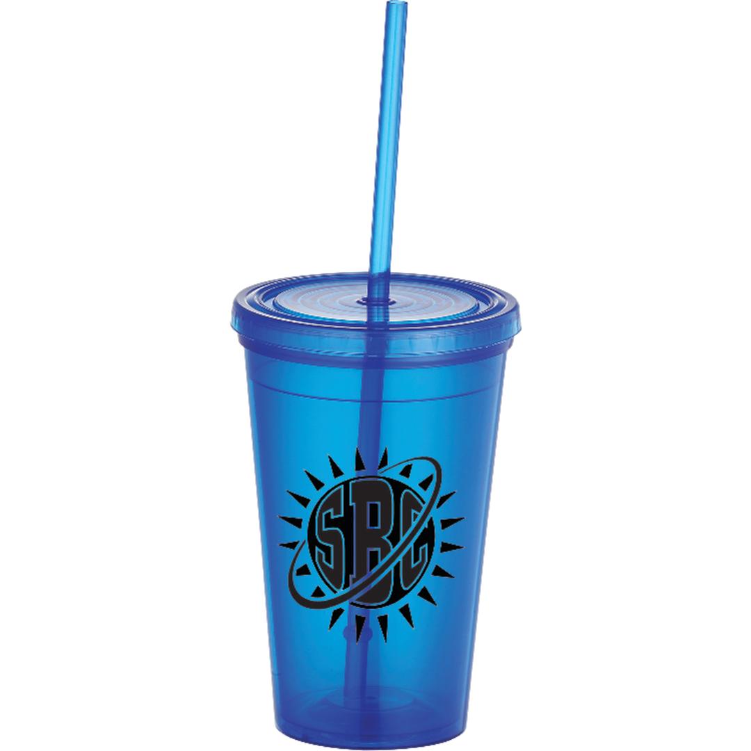 Iceberg 16oz Double-Wall Tumbler w/Straw - SM-6635 Translucent Blue (TBL)