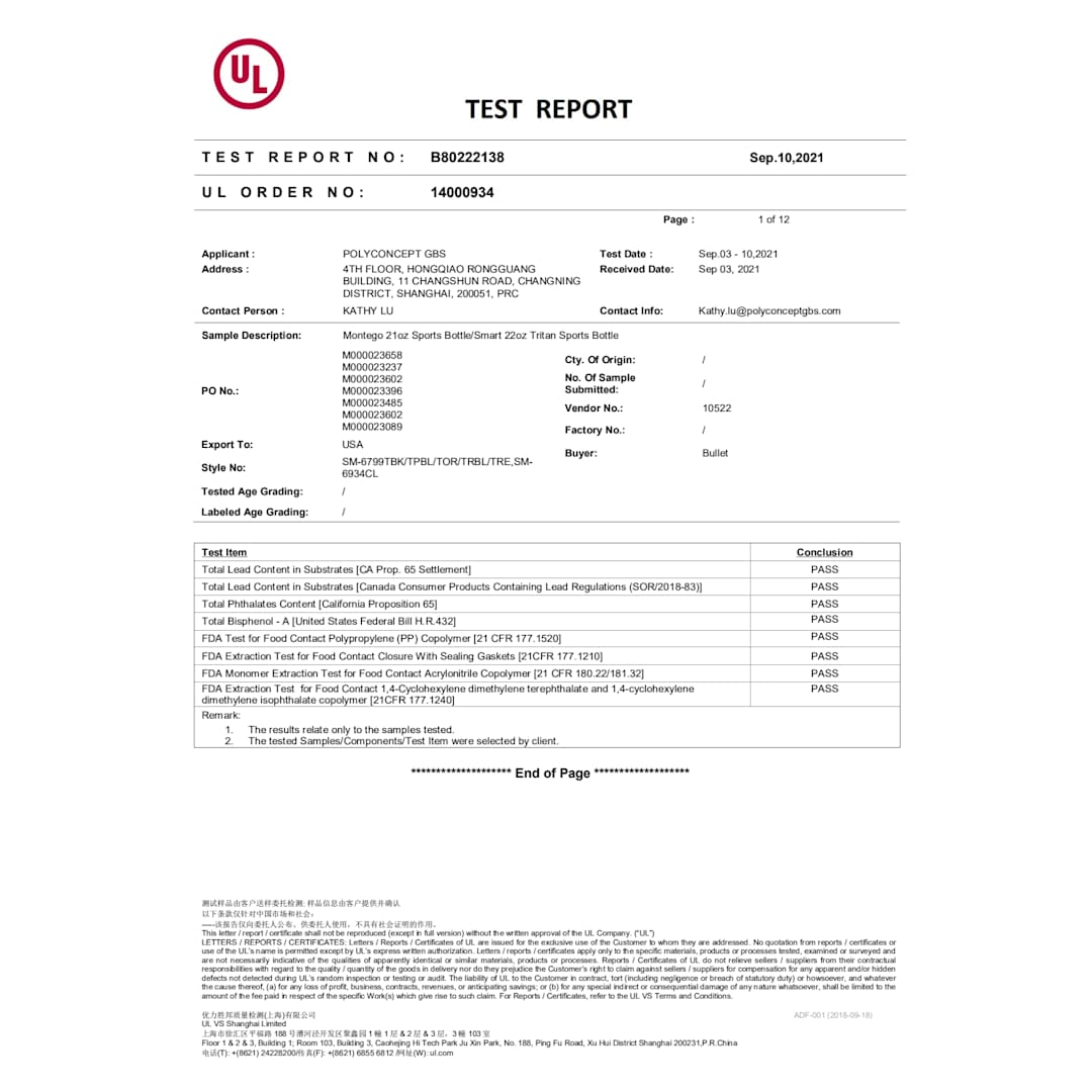 Smart 22oz Tritan Sports Bottle - SM-6934 Clear