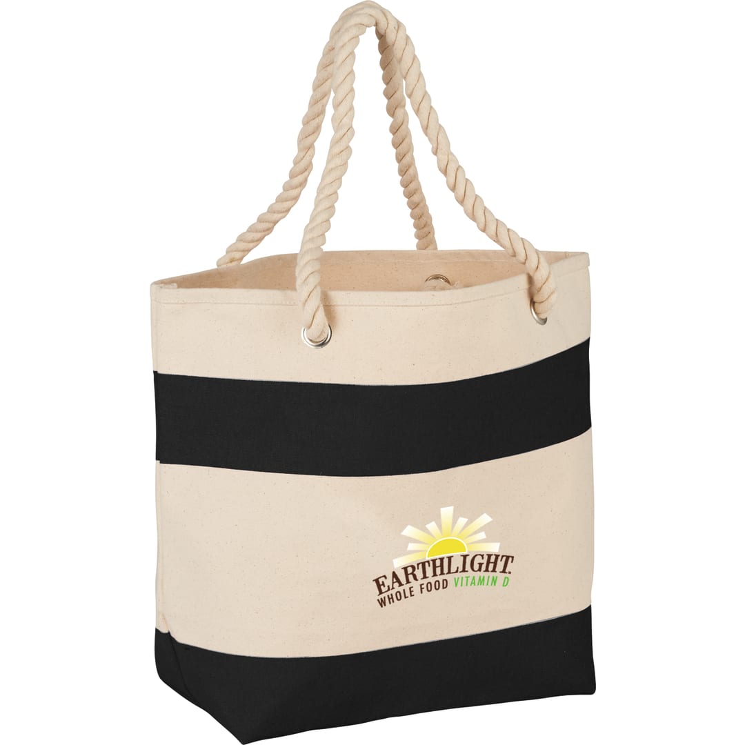 Rope Handle 16oz Cotton Canvas Tote - SM-7092 Black