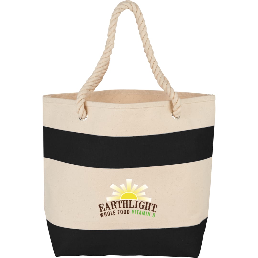 Rope Handle 16oz Cotton Canvas Tote - SM-7092 Black