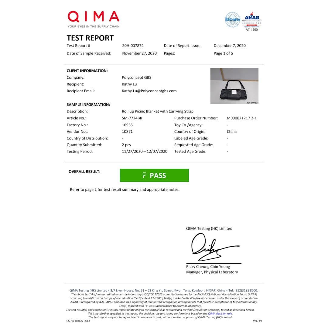 Roll up Picnic Blanket with Carrying Strap - SM-7724 Black