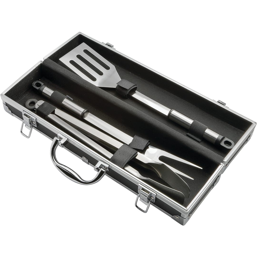 3 Piece BBQ set in Aluminum Case - SM-7752 Black