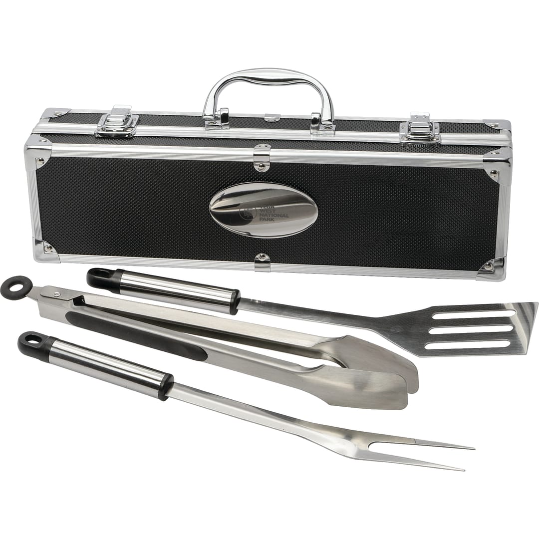 3 Piece BBQ set in Aluminum Case - SM-7752 Black