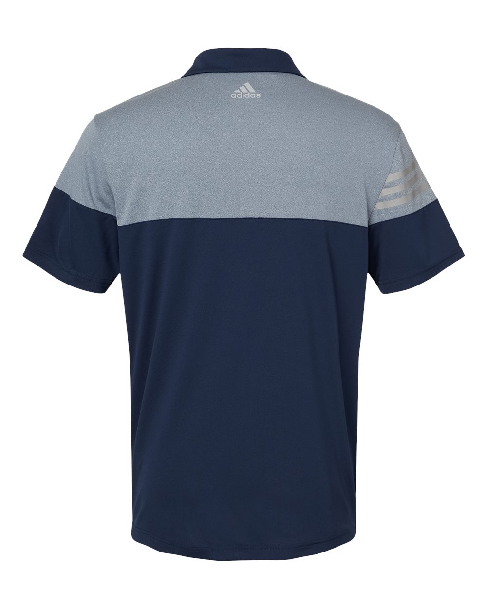 Adidas Men's Heathered 3-Stripes Colorblocked Polo - A213 Collegiate Navy- Mid Grey