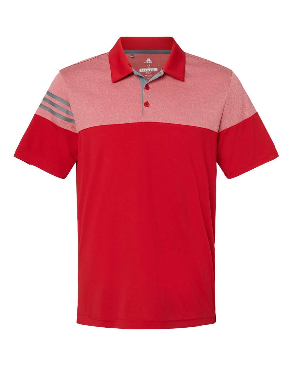 Adidas Men's Heathered 3-Stripes Colorblocked Polo - A213 Power Red