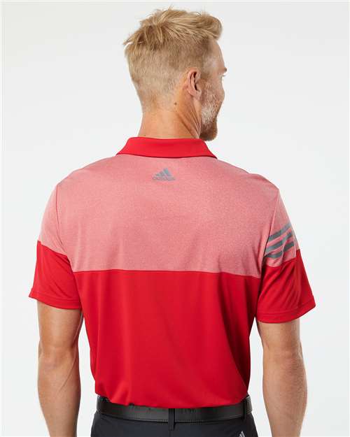 Adidas Men's Heathered 3-Stripes Colorblocked Polo - A213 Power Red