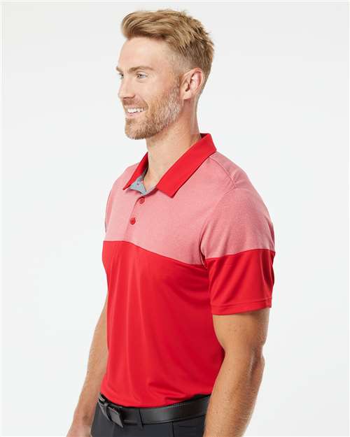 Adidas Men's Heathered 3-Stripes Colorblocked Polo - A213 Power Red