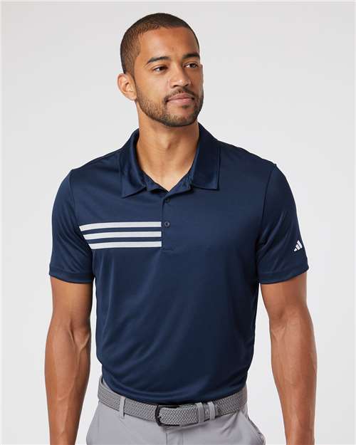 Adidas Men's 3-Stripes Chest Polo - A324 Collegiate Navy- White