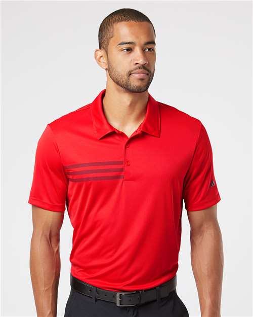 Adidas Men's 3-Stripes Chest Polo - A324 Collegiate Red- Black